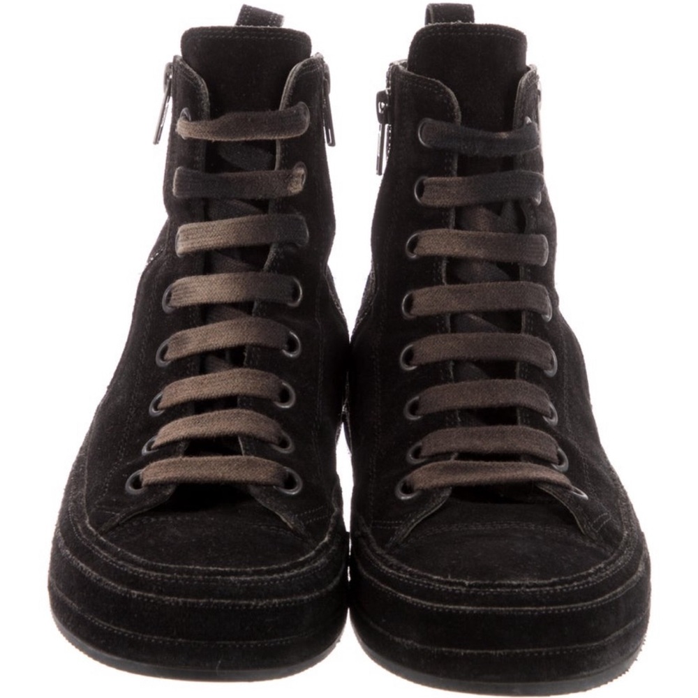 Ann Demeulemeester Black High-Top Sneakers with Suede Finish
